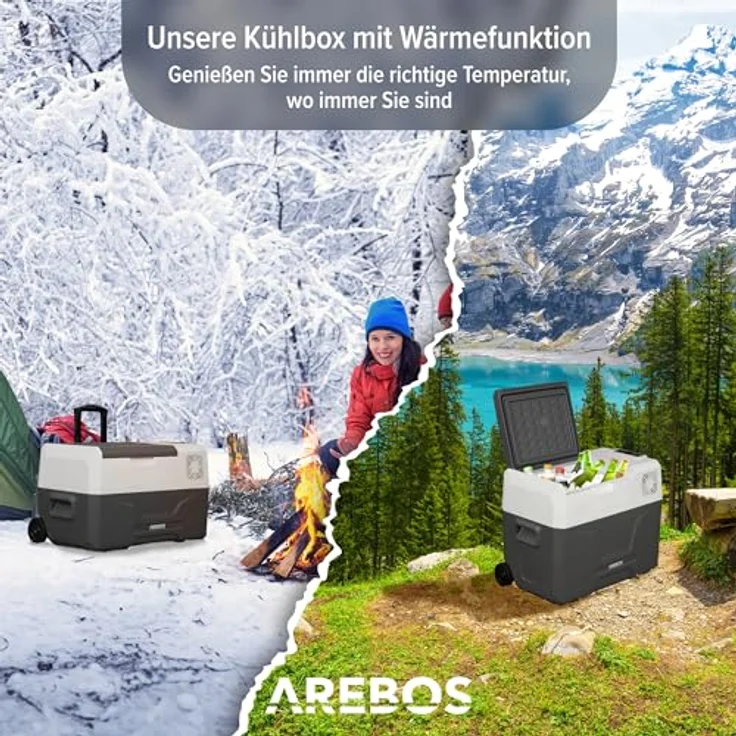 Arebos Kompressor Kühlbox 39 Liter, Elektrische Gefrierbox mit APP & Smart-Steuerung, -20 °C bis 20 °C, USB-Anschluss, für Auto, LKW, Camping, Boot, Wohnmobil – Bild 3