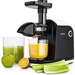 Arendo - Slow Juicer Entsafter Edelstahl - für Gemüse und Obst - Saftpresse elektrisch - 150W – 700 ml Saftkanne – 1,5 l Restebehälter – mit Reinigungsbürste – Sicherheitsverschluss - weiß-schwarz