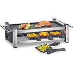 Küchenprofi Raclette TASTE8, Raclette 8 Personen, Edelstahl, antihaftbeschichtete Grillplatte, 8 Raclette Pfännchen (rutschfest), 8 Spatel, Seitliche Griffe, Elektrogrill Tischgrill