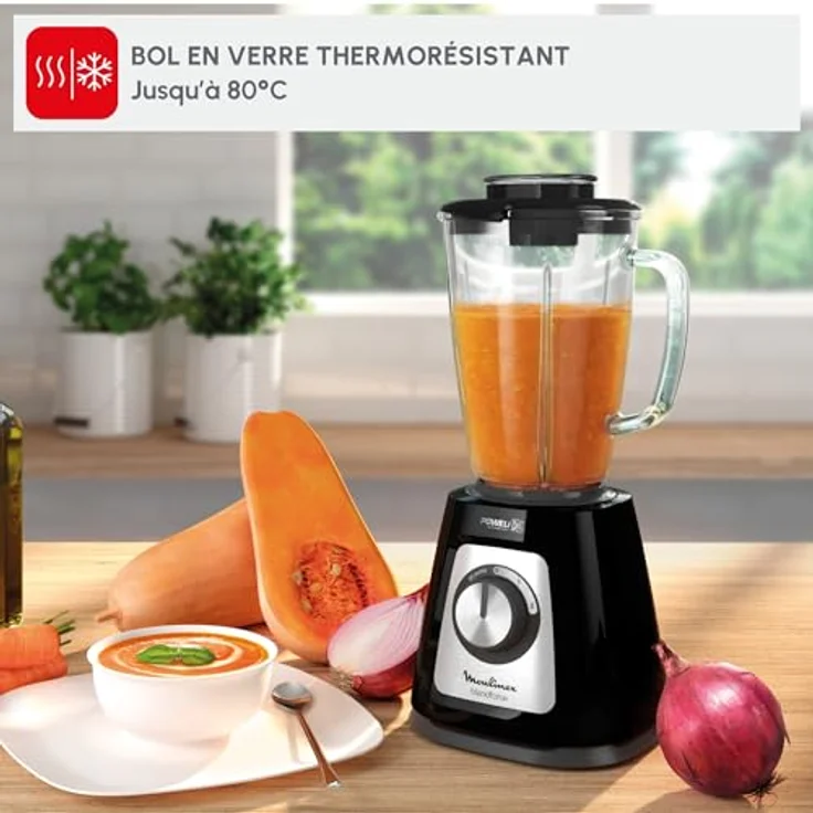 Moulinex LM430810 Blendforce Standmixer Glas 800 W Elektrisches Mixer Smoothie Eis, Crushed Obst, Gemüse, Schwarz – Bild 7