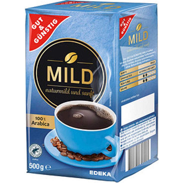 GUT&GÜNSTIG Mild Kaffee, gemahlen, Arabicabohnen, Rainforest Alliance-zertifiziert, 500 g