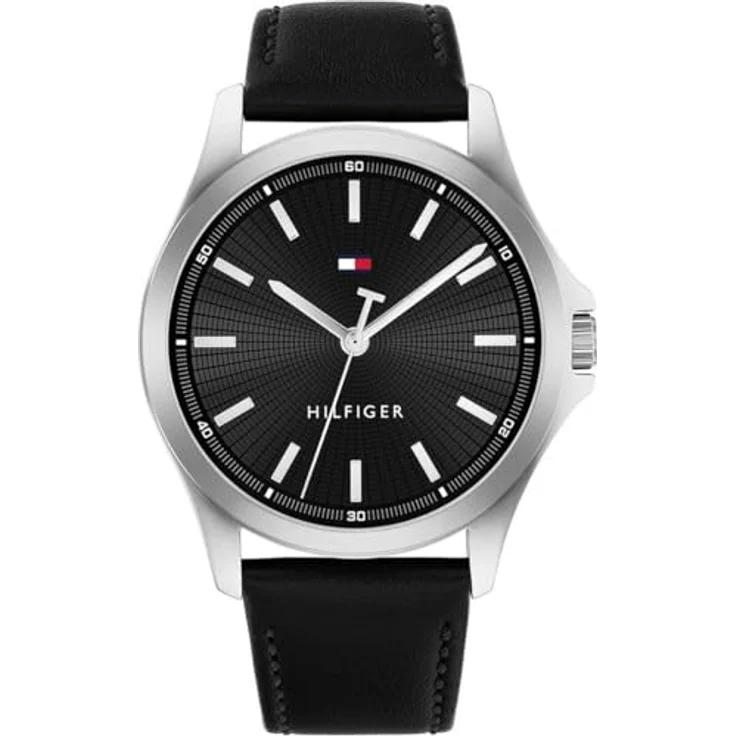 Tommy Hilfiger Quarzuhr BRUCE 1710668, Herrenuhr mit Lederarmband, analog, schwarz – Bild 1