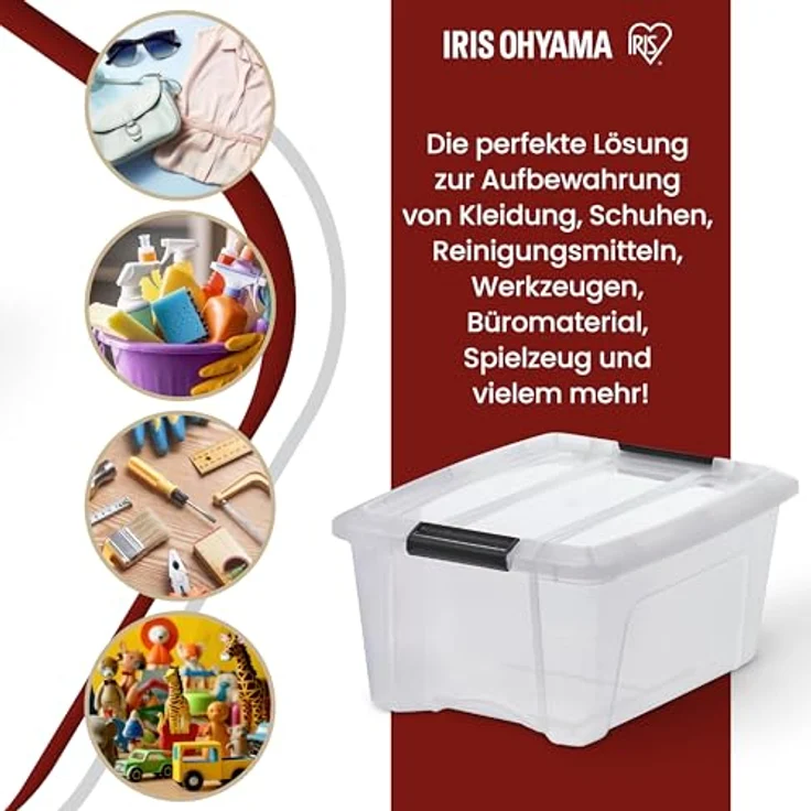 IRIS OHYAMA 103428 New Top Box NTB-15 stapelbare Aufbewahrungsboxen mit Klickverschluss, Plastik, transparent Deckel, 15 L, 3er Set – Bild 5