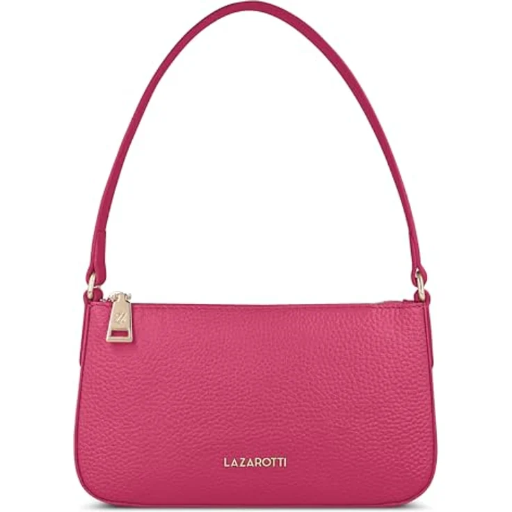 Lazarotti Bologna Leather Schultertasche, elegante 22 cm Handtasche aus robustem Ziegenleder mit Reißverschluss – Bild 1