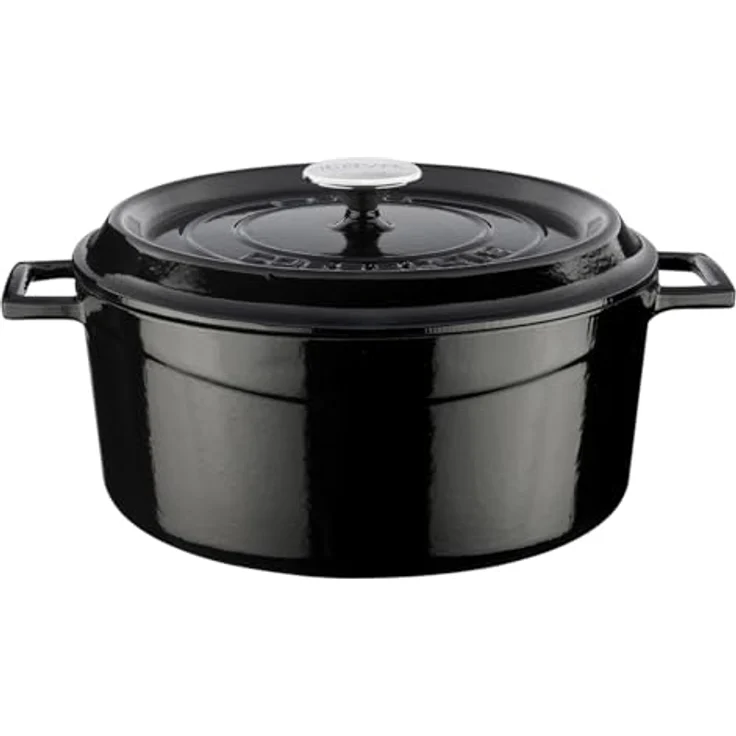 LAVA CASSEROLE ROND 280 MM, Gusseisen-Kochgeschirr mit 6.70 Ltr Kapazität für 4-6 Personen, Schwarz – Bild 1
