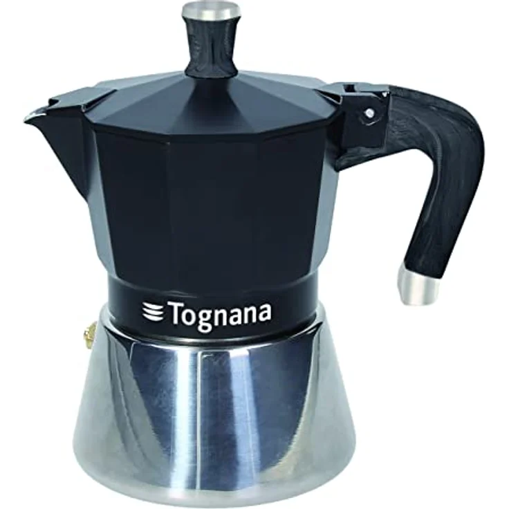 Tognana Porcellane WS43003SPHA Mokka-Kanne, 0,18 l, für 3 Tassen, Aluminium, Schwarz und Silber, ergonomischer Griff, Sphera Espressokocher – Bild 1