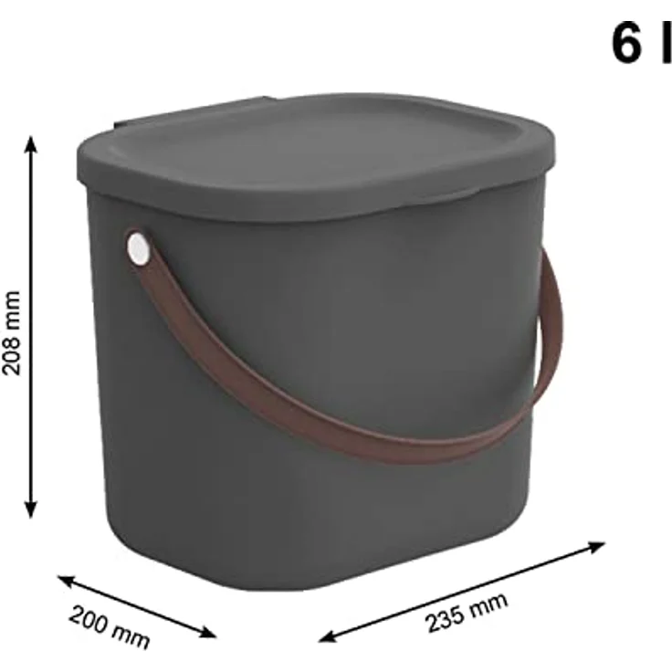 Rotho Albula Aufbewahrungsbehälter mit Deckel 6L Aufbewahrungssystem Aufbewahrungsbox mit Griff aus Rezykliertem Kunststoff Aufbewahrung BPA-frei (Anthrazit) – Bild 2