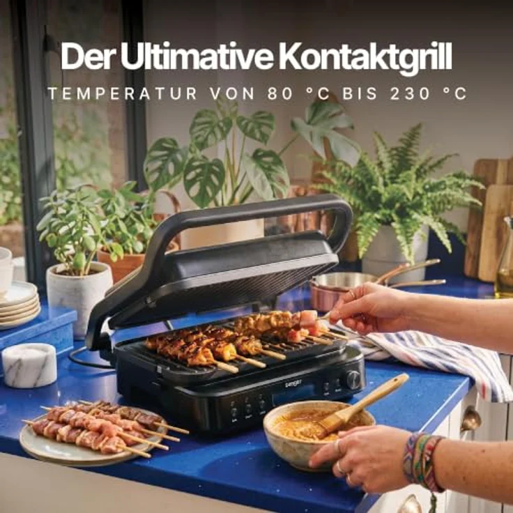 Seeger Kontaktgrill 3-in-1 MultiGrill XL, mit Temperatursonde, PFAS-freie Grillplatten, 2000 W, schwarz – Bild 5