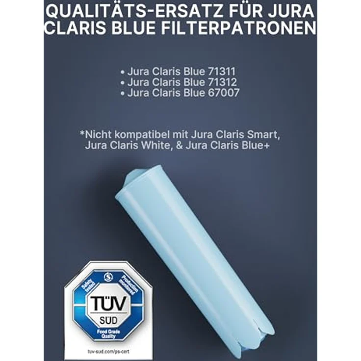 Comedes Wasserfilter 3er Set einsetzbar statt Jura Claris Blue, Zubehör für Jura Kaffeemaschinen, natürliche Aktivkohle und Ionentauscher, passend für Jura Impressa, ENA Micro, ENA, Giga – Bild 3