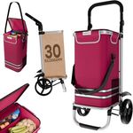24MOVE® Vehlo Einkaufstrolley klappbar mit 55L Kühlfach, faltbarer 3in1 Trolley - Sackkarre und Tasche, bis 30kg belastbar, rot