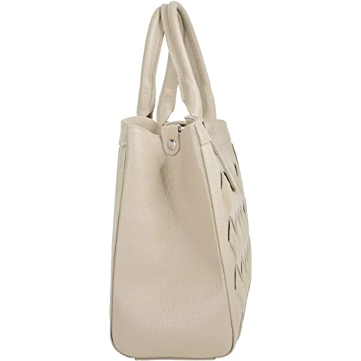 Samantha Look Lederhandtasche im Flechtmuster, braun, mit Smartphonefach und verstellbarem Schultergurt – Bild 5