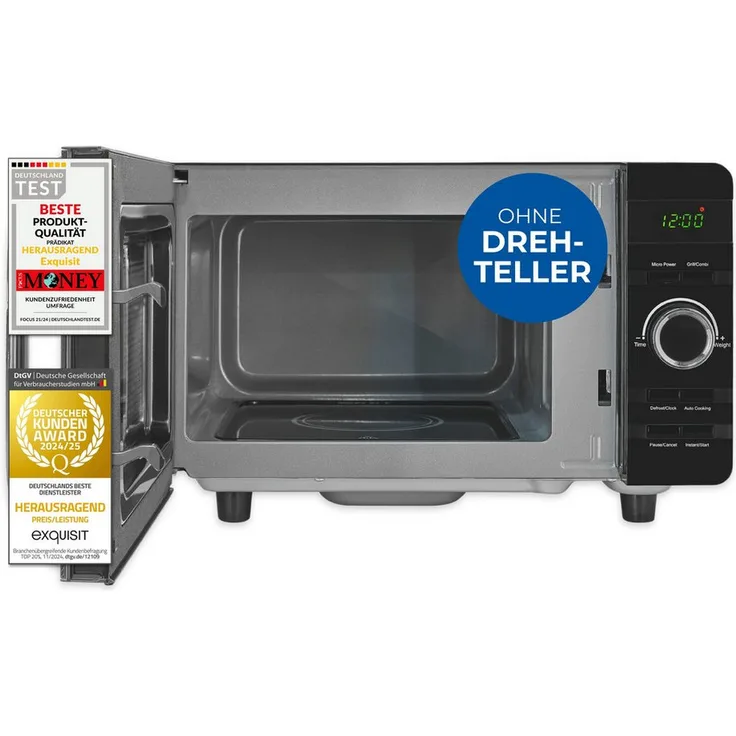 "exquisit Mikrowelle MW4020-F-240DIG, Mikrowelle mit Grill, 20 l, Elektronische Steuerung, Schwarz"