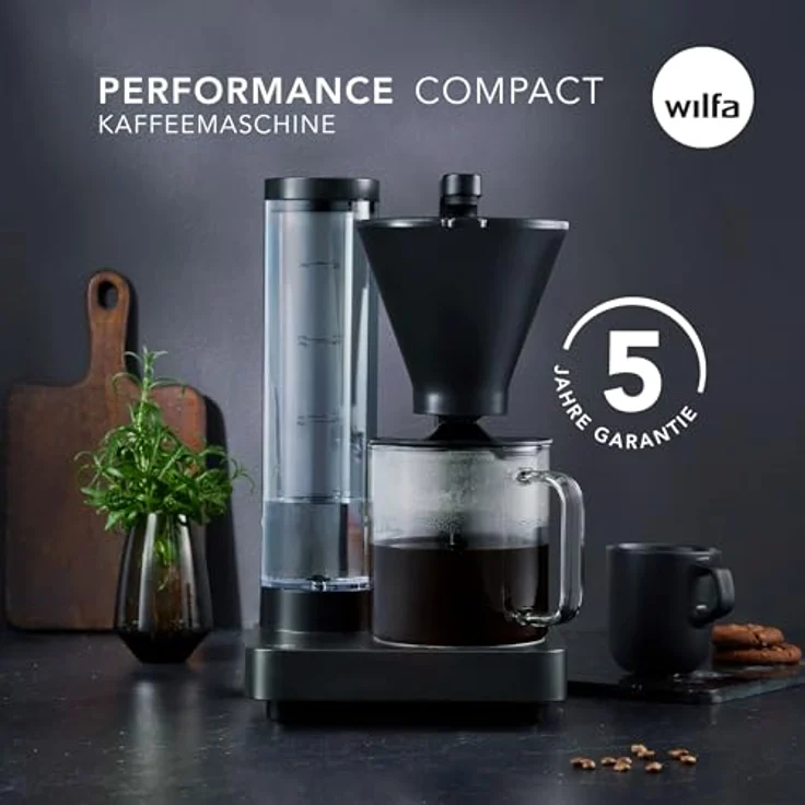 Wilfa PERFORMANCE COMPACT Filterkaffeemaschine - 1600W – 1L Wassertank - doppelwandiger Filterhalter - anpassbare Durchlaufgeschwindigkeit - Warmhaltefunktion - Tropfstopp & Auto-Abschaltung (schwarz) – Bild 2