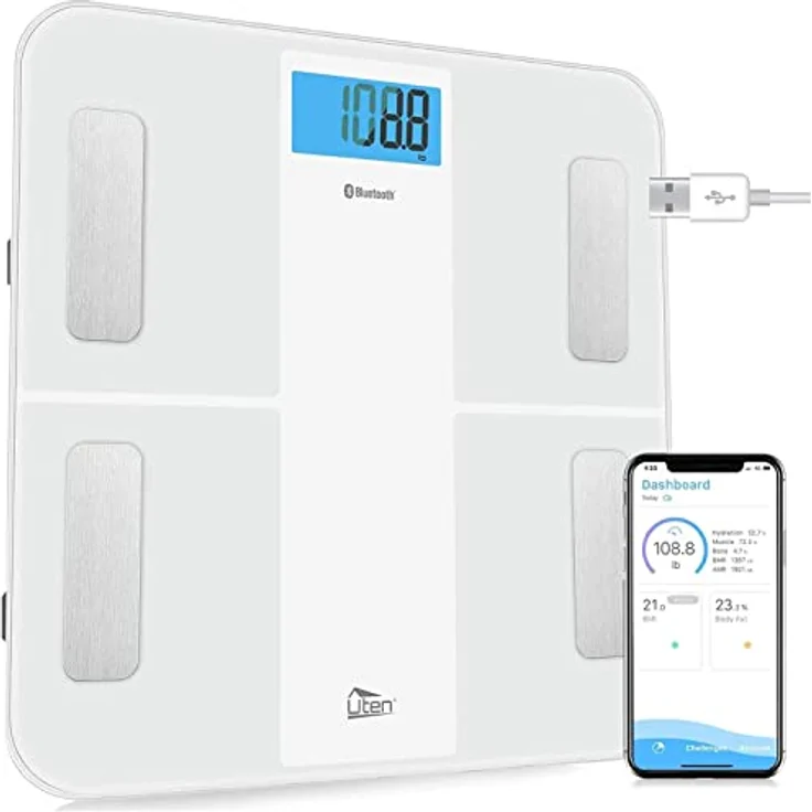 Digital Personenwaage Körperfettwaage Uten Bluetooth Körperwaage Digitale Körperanalysewaage mit APP Körperanalysegerät Waage 180kg 400lb – Bild 1