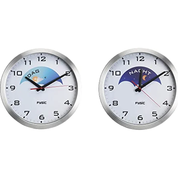 Fysic FK150, analoge Wanduhr für Demenzkranke mit extra großem Zifferblatt und Tageszeit-Anzeige (Tag/Nacht) im Aluminiumgehäuse – Bild 7