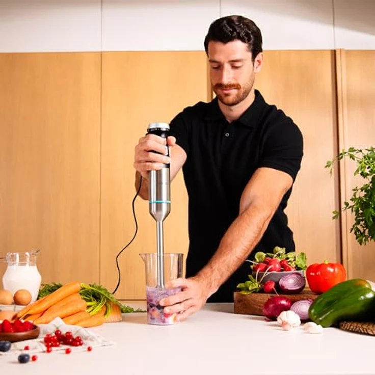 Cecotec Handmixer Power Pulsar 2300MAX, 2300W, 4 Edelstahlklingen, XL-Fuß, 700 ml BPA-freier Becher mit Deckel, Zerkleinerer und Schneebesen – Bild 3