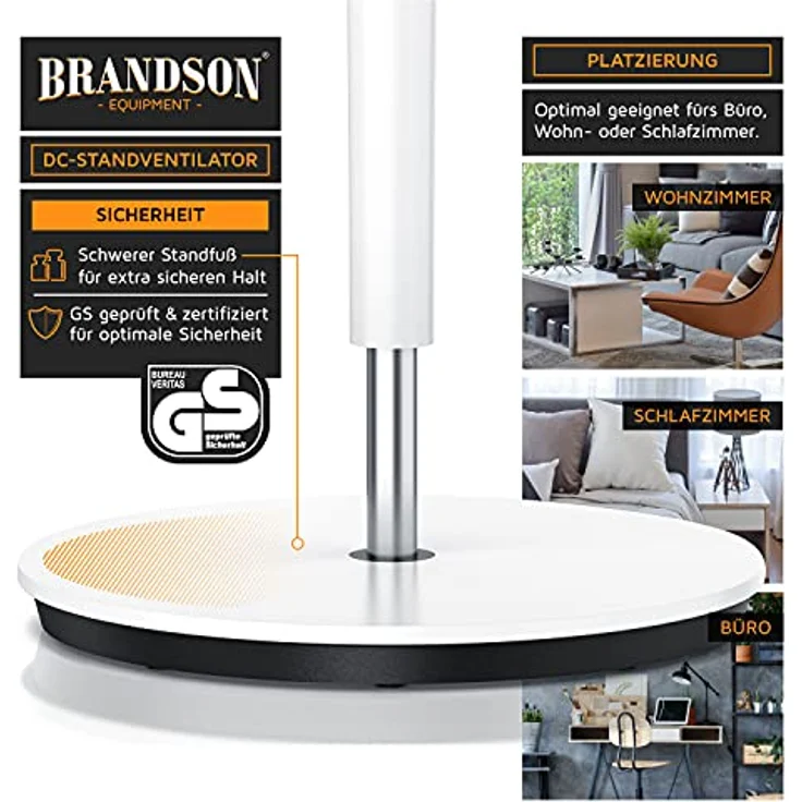 Brandson DC Standventilator ECO Silent mit Fernbedieung - Brushless sehr leiseOszilation 60° 90° 1 – Bild 6