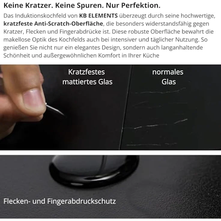 KB ELEMENTS Induktionskochfeld 60 cm, 4 Zonen, Flexzone, Anti Scratch, 7400 Watt, Touch-Bedienung, Warmhaltefunktion, 99 Min Timer, Kindersicherung, Rahmenlos – Bild 2