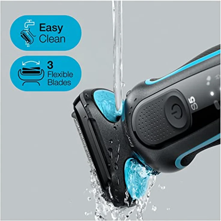 Braun Series 5 Rasierer Herren, mit EasyClick Aufsatz, Elektrorasierer & Präzisionstrimmer, 3-Tage Barttrimmer, EasyClean, Wet & Dry, wiederaufladbar & kabellos, Geschenk Mann, 51-B1820s, blau – Bild 3