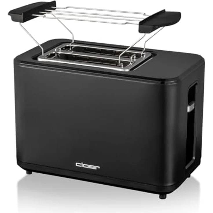 Cloer 3930 Digitaler Toaster für 2 Scheiben, Touch-Funktion, 750-900 W, Restzeitanzeige, Auftaufunktion, Wiederaufwärmfunktion, Brötchenaufsatz, 7 Bräunungsstufen, Krümelschublade, schwarz – Bild 2
