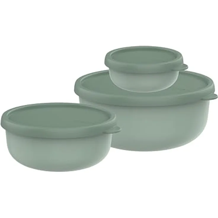 Mepal Mikrowellengeschirr 3-teilig Lumina - Frischhaltedosen für Kühlschrank, Gefrierschrank, Dampfgarer & Mikrowelle - Nordic sage 250 + 750 + 1500 ml