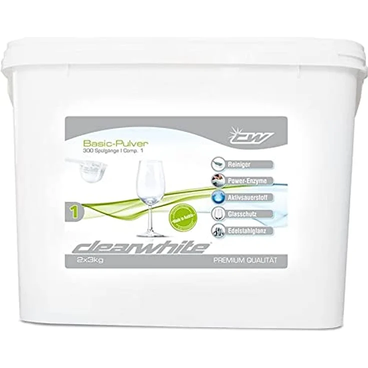 ClearWhite Basic Pulver, Geschirrspüler-Zubehör mit Aktivsauerstoff, 6 kg Eimer für 300 Spülgänge – Bild 2