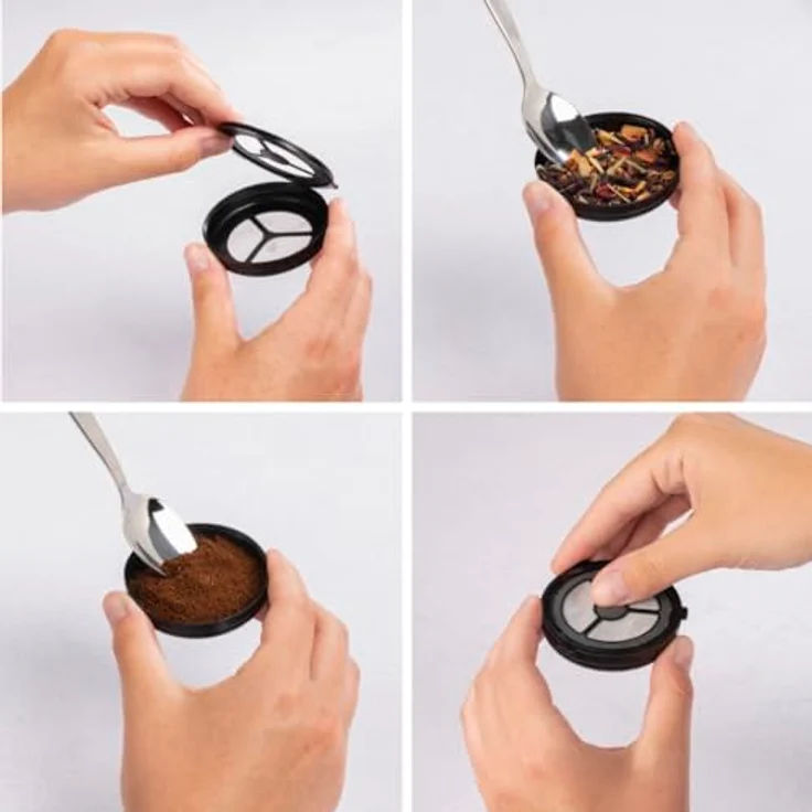 Xavax Dauerpad 2er Set (für Philips Senseo und baugleiche Kaffeepad-Maschinen, Pad-Filter für Kaffeepulver, loser Tee, Kaffeedauerpads wiederbefüllbar, spülmaschinengeeignete Kaffeefilter) schwarz – Bild 4