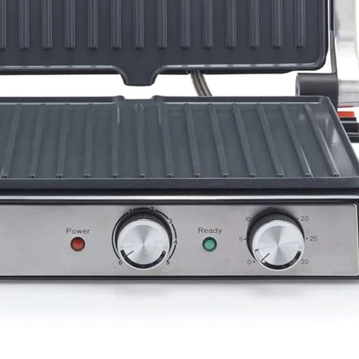 Petra PT6234VDE Kontaktgrill – Elektrogrill, PFAS-freie Keramikbeschichtung, einstellbare Temperatur und Timer, 29 x 23cm platten, 2000 W – Bild 5