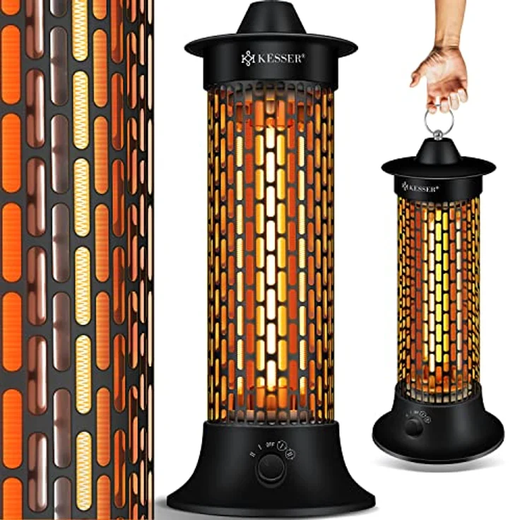 KESSER® Standheizstrahler Infrarotheizung, 1200W Heizstrahler Energieeffiziente Heizung Innenraum mit 360° Oszillation, Infrarotheizung Standgerät, Elektroheizung IP55, Terrassen-Heizstrahler, Schwarz – Bild 1