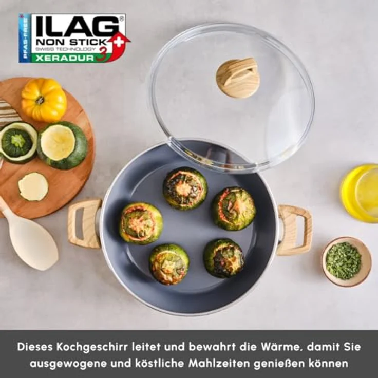 Karaca Swiss Crystal Flacher Kochtopf 26 cm, Creamy - Antihaft-Oberfläche, PFAS-frei, leicht zu reinigen – Bild 3