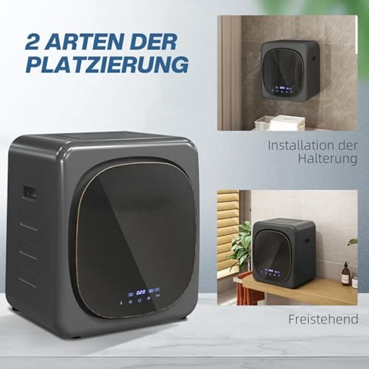 HOMCOM Waschtrockner B61-011V90GY, 4 kg, mit Kindersicherung und Abschaltautomatik, grau – Bild 8