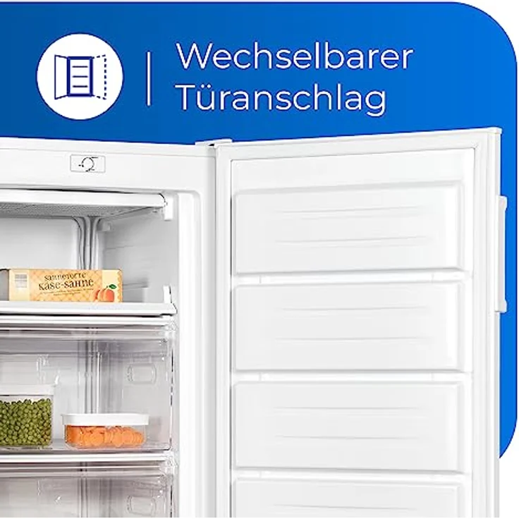 Exquisit Gefrierschrank GS230-H-040D weiss | 168 l Nutzinhalt | 4* Gefrieren | Wechselbarer Türanschlag | 55cm Breite – Bild 5