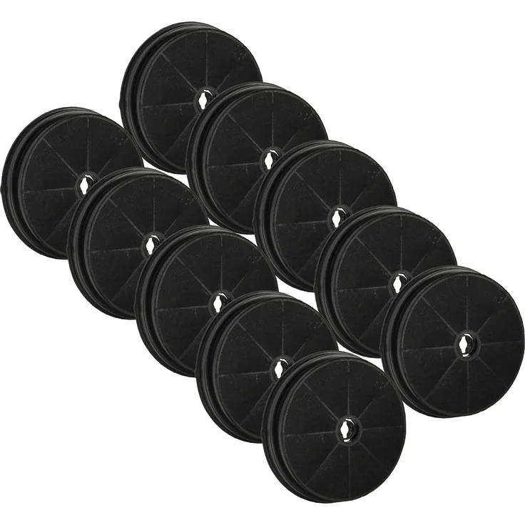 vhbw 10x Aktivkohlefilter für Indesit Dunstabzugshauben, 19 cm, schwarz, effektive Geruchsfilterung