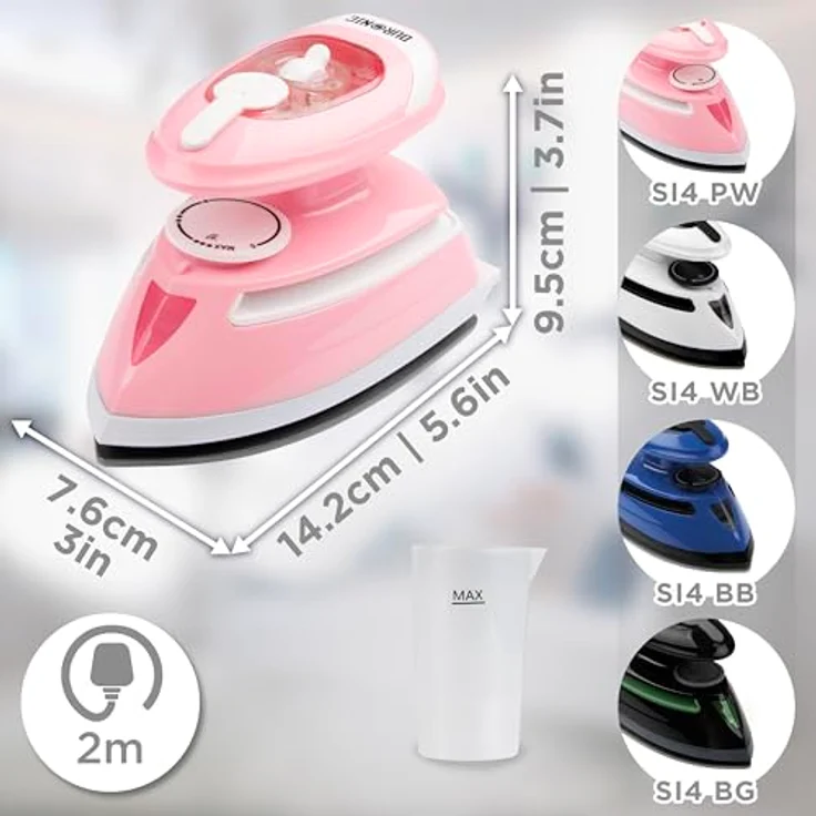 Duronic SI4 PW Mini Reise-Dampfbügeleisen, 420W mit variabler Temperaturregelung und 30 ml Wassertank, Pink-Weiß – Bild 2