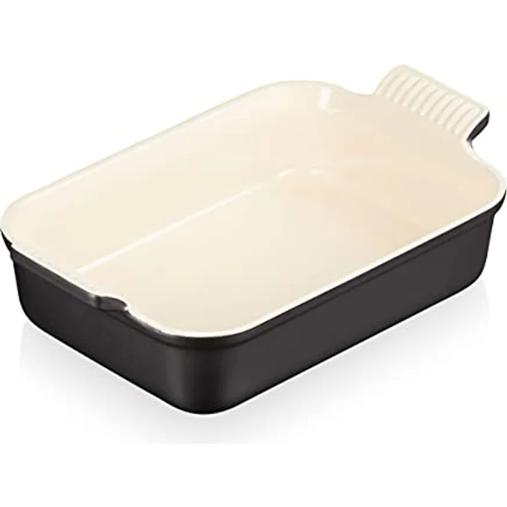 Le Creuset Rechteckige Auflaufform Tradition aus Steinzeug, 26 cm, 2.4 Liter, Schwarz matt, 71102260000001 – Bild 2
