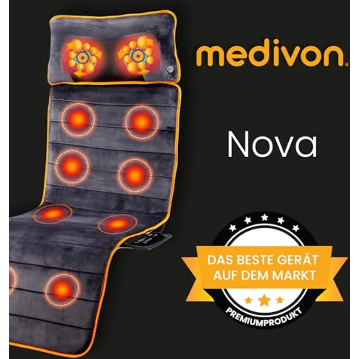 Medivon Electric Nova Massage Mat, Shiatsu- und Vibrationsmassage mit Wärmetherapie, praktische Fernbedienung – Bild 3