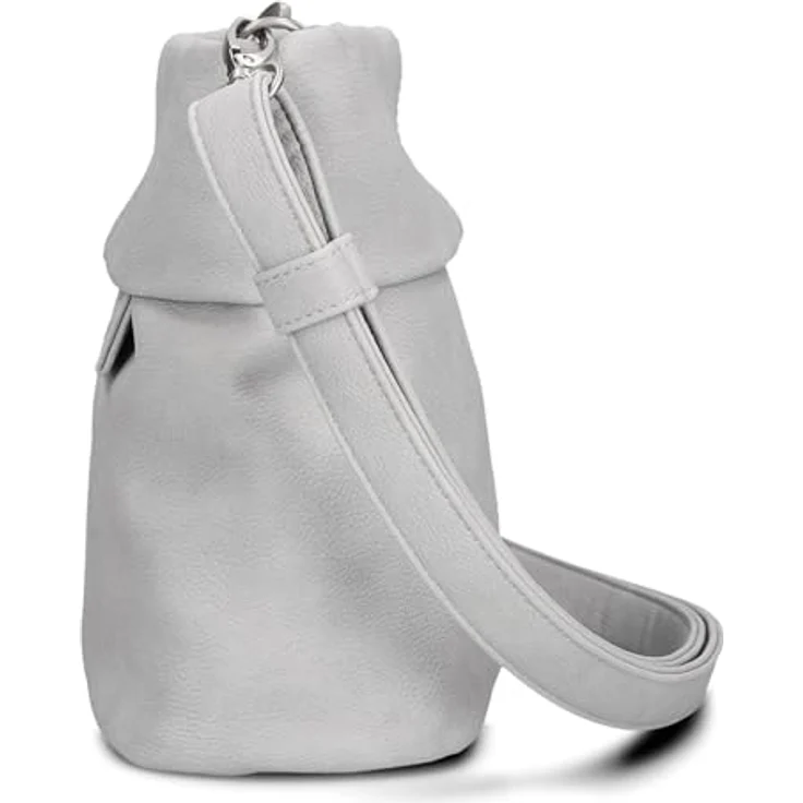 ZWEI Beuteltasche Mademoiselle M8, graue Umhängetasche aus pflegeleichtem Kunstleder mit Innenfächern, 25 x 10 x 23 cm – Bild 6