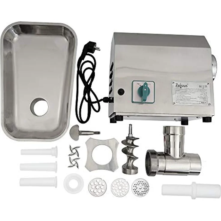 Zelsius Profi Edelstahl Fleischwolf elektrisch | 750W - 150kg/h | Faschiermaschine aus Edelstahl, Wurstmaschine in Gastro Qualität | Fleischmaschine mit Wurstfüller, Sausage Maker – Bild 3