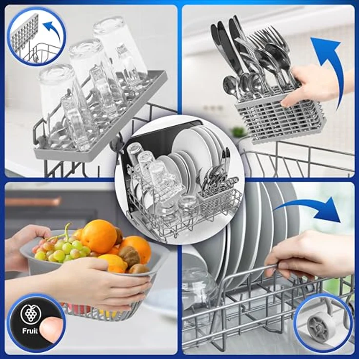 Duronic DW5 BK Tischgeschirrspüler, Mini Geschirrspüler für 3 Gedecke mit 6 Programmen und 5 l Wassertank, ideal für Wohnmobil, Küche, Camping oder Büro – Bild 4
