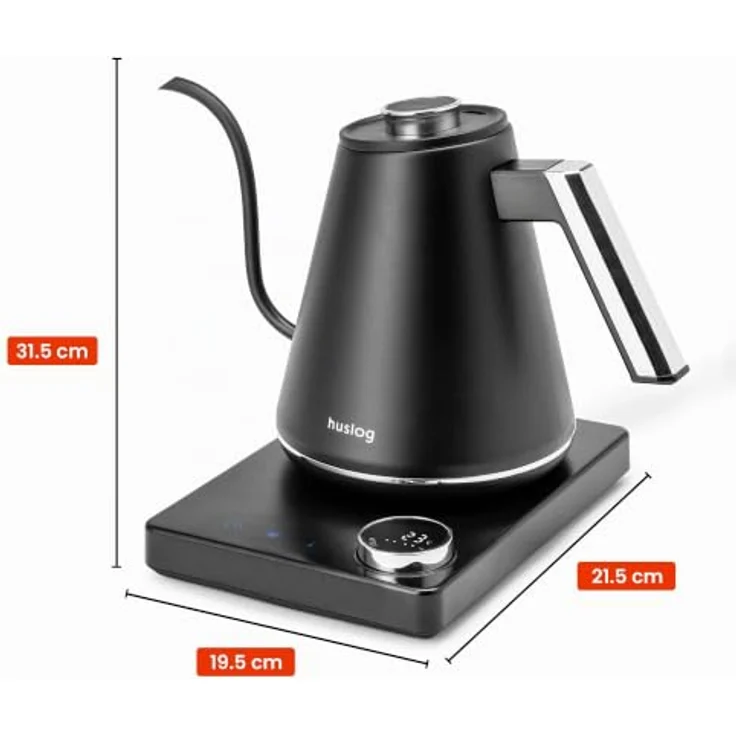 Huslog Elektrischer Wasserkocher 1L mit Temperaturregelung 40–100°C, schwarz, Schwanenhal – Bild 5