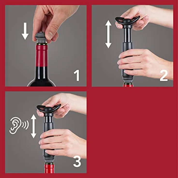 Vacu Vin 09874606 Weinpumpe Concerto mit 4 Stopfen - Preisvergleich – Bild 5