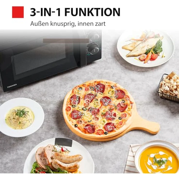 Toshiba MW2-MG20PFBK Mikrowelle mit Grill, Standgerät, 800 Watt, 20 Liter Garraum, schwarz – Bild 2
