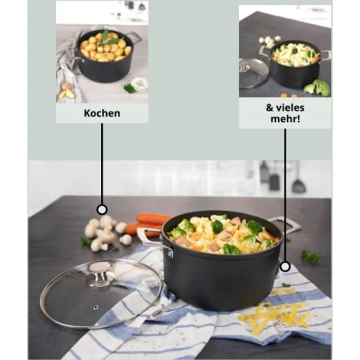 Genius Cerafit Plasma Kochtopf, Edelstahl, 5 liters, 24 cm – Bild 2