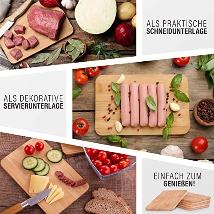 6er-Set Frühstücksbrettchen aus Bambus, 22 x 14 x 0,8 cm – Bild 3