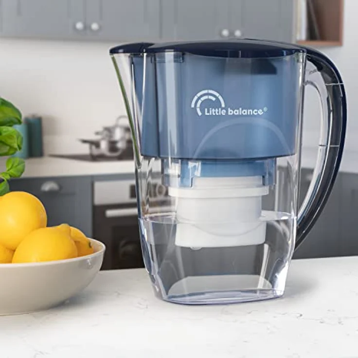 LITTLE BALANCE 8593 Wasserfilterkaraffe Ocean, 2,8 l mit superschnellem Durchfluss, reduziert Mikroplastik, Chlor und Kalk, BPA-freier Kunststoff, blau – Bild 5