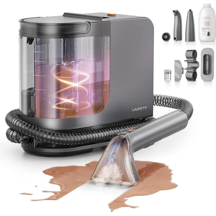 UWANT B400 Nass-Trocken-Sauger, tragbarer 2-in-1 Dampfreiniger mit Dampf- und Heizsystem, 18 kPa Saugkraft, für Haustiere und Autos, grau, 1,2 Liter Fassungsvermögen