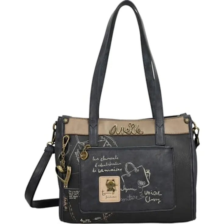 Anekke Umhängetasche Shoulder Bag, Multicolor (dunkelblau/taupe/beige), mit Zipper, 30 cm breit, verstellbarem Schulterriemen und geräumigem Hauptfach