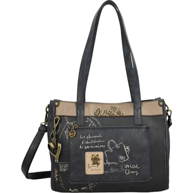 Anekke Umhängetasche Shoulder Bag, Multicolor (dunkelblau/taupe/beige), mit Zipper, 30 cm breit, verstellbarem Schulterriemen und geräumigem Hauptfach – Bild 1