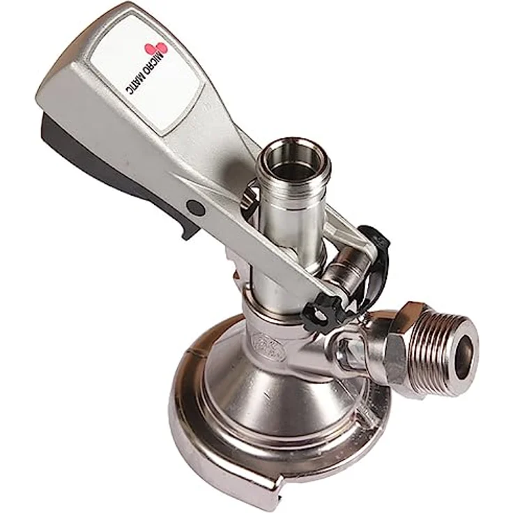 Micro Matic KEG Zapfkopf Typ A, Flachzapfkopf mit Kelleranstich, Messing Gehäuse, integriertes Doppel Rückschlagventil – Bild 1