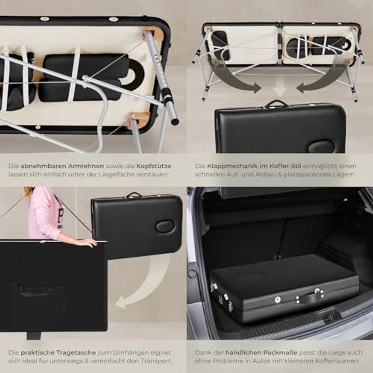 Tectake 2 Zonen Massageliege mit Polsterung und Aluminiumgestell – Bild 5